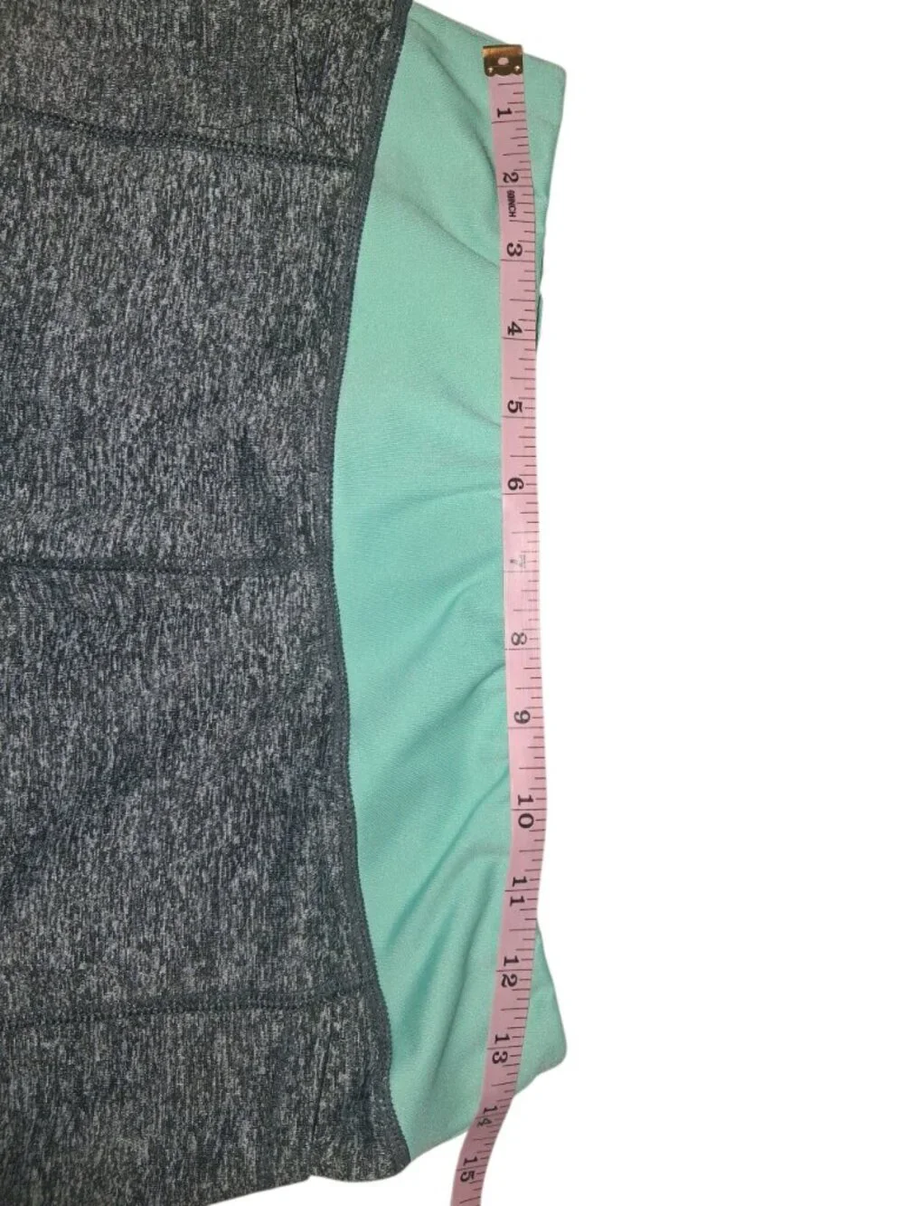 Women's Gray Heather Athletic Compression Booty Shorts Mint Waistband Size Large - Picture 6 of 6
